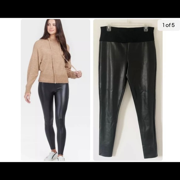 Spanx Assets Faux Leather Leggings Xl 